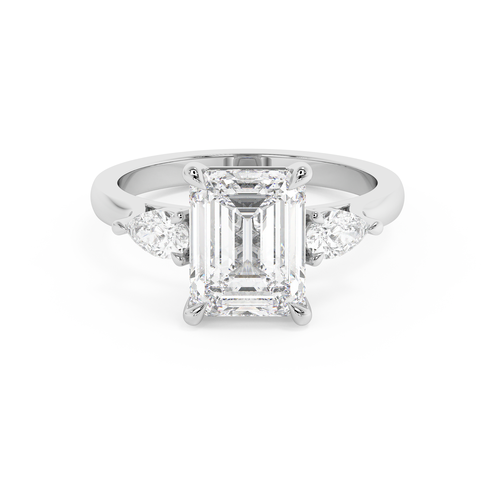 Emerald Solitaire Lab Grown Diamond Engagement Ring