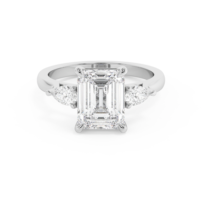 Emerald Solitaire Lab Grown Diamond Engagement Ring