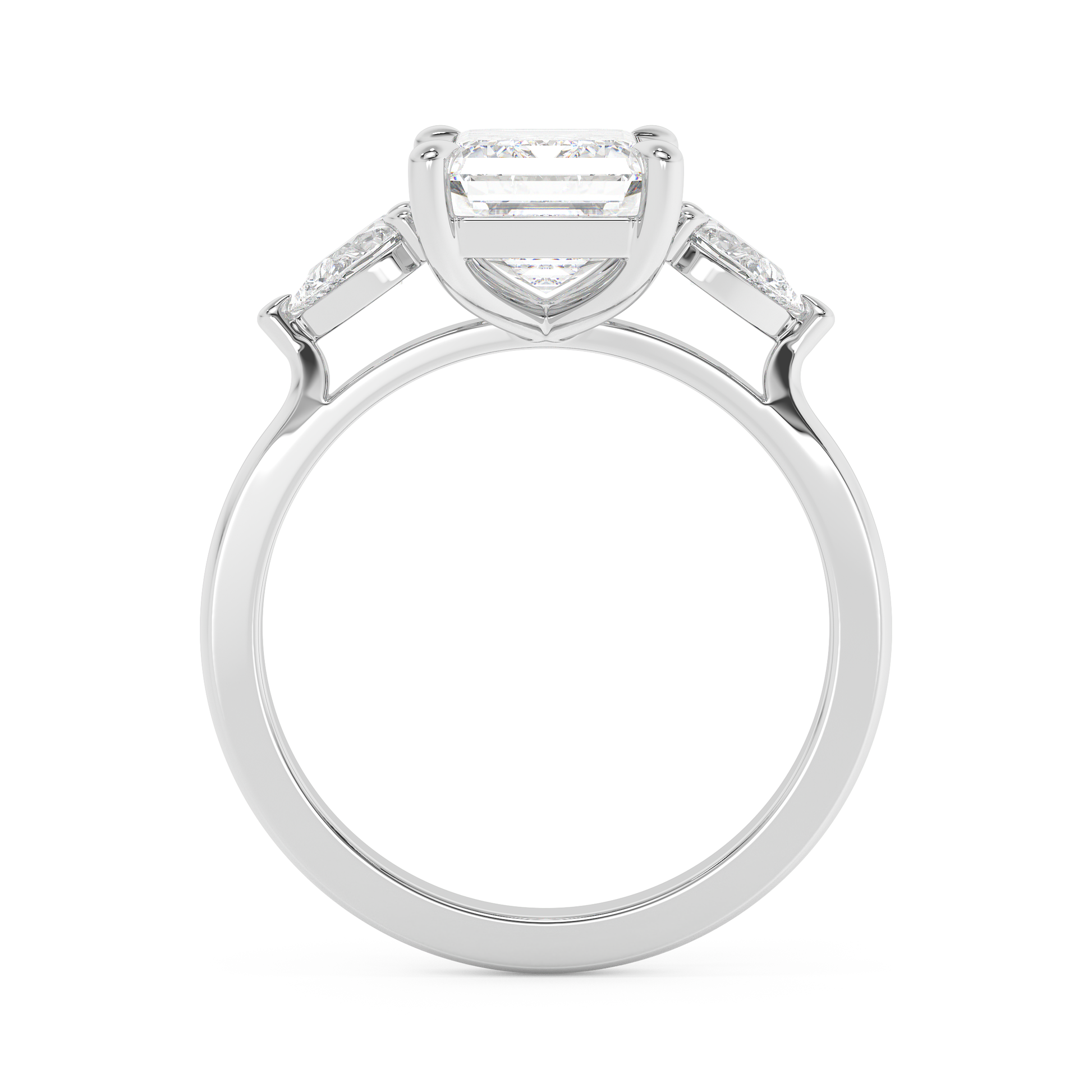 Emerald Solitaire Lab Grown Diamond Engagement Ring