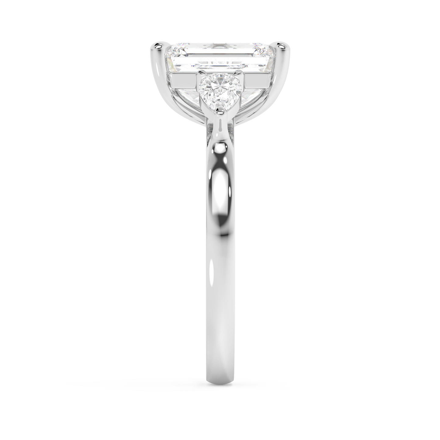 Emerald Solitaire Lab Grown Diamond Engagement Ring