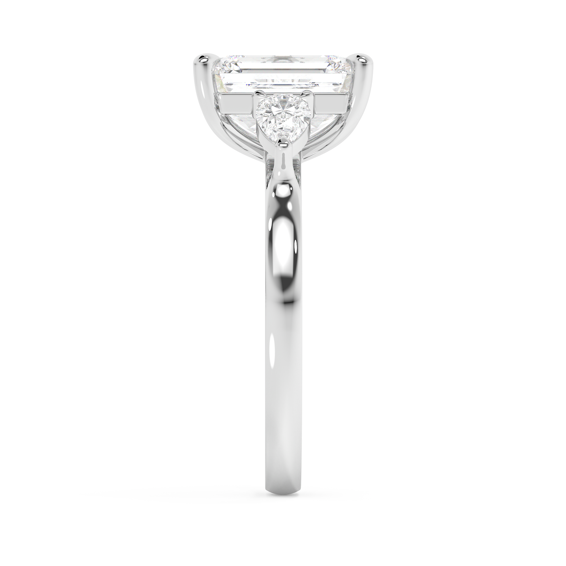 Emerald Solitaire Lab Grown Diamond Engagement Ring
