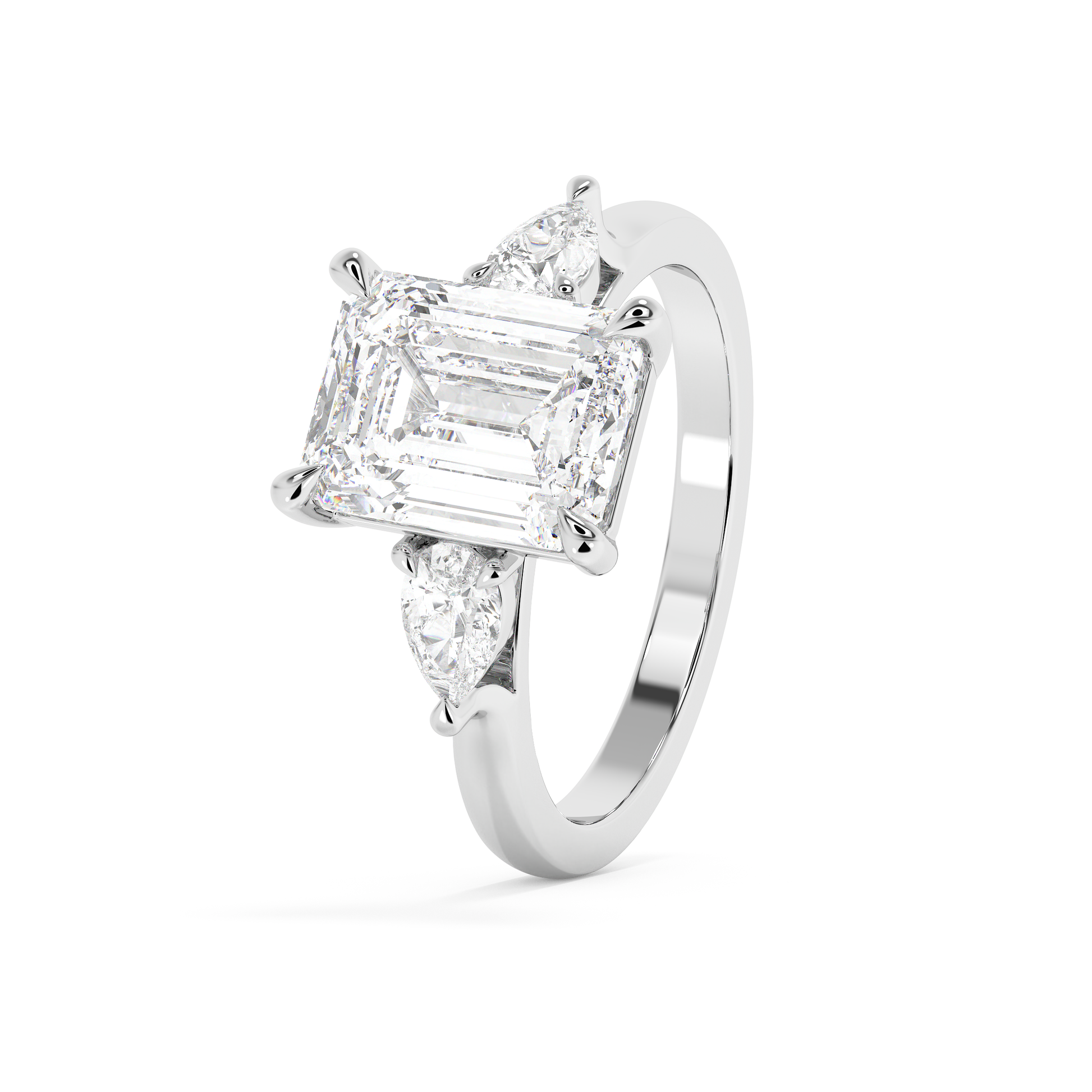 Emerald Solitaire Lab Grown Diamond Engagement Ring