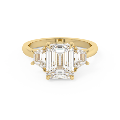Emerald Solitaire Lab Grown Diamond Engagement Ring