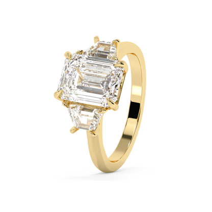 Emerald Solitaire Lab Grown Diamond Engagement Ring
