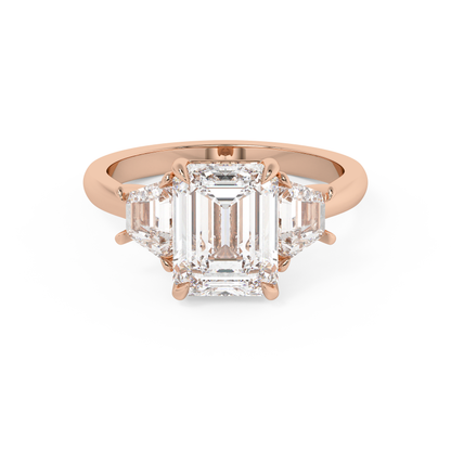 Emerald Solitaire Lab Grown Diamond Engagement Ring