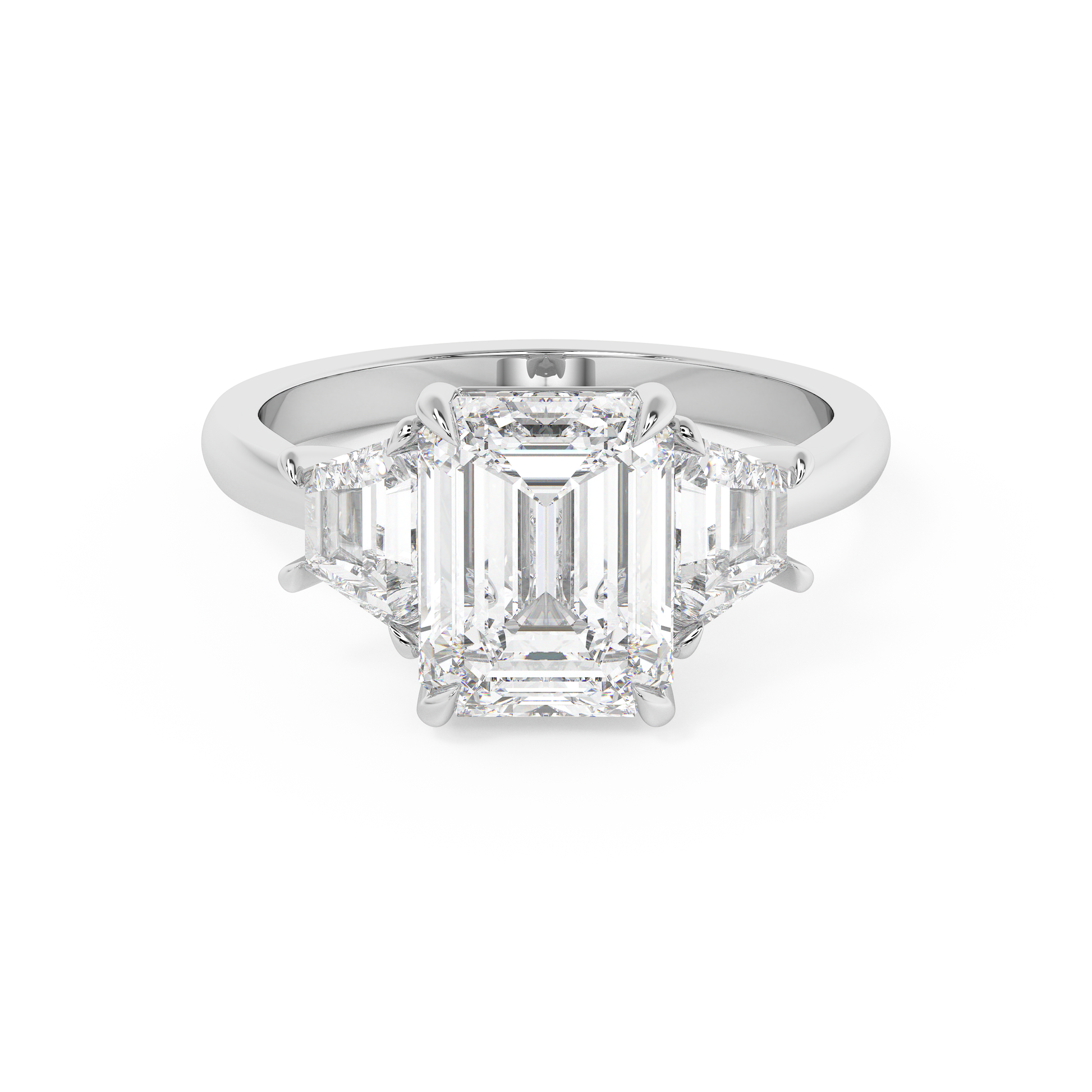 Emerald Solitaire Lab Grown Diamond Engagement Ring