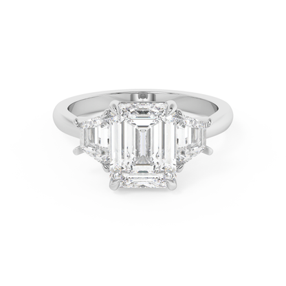 Emerald Solitaire Lab Grown Diamond Engagement Ring