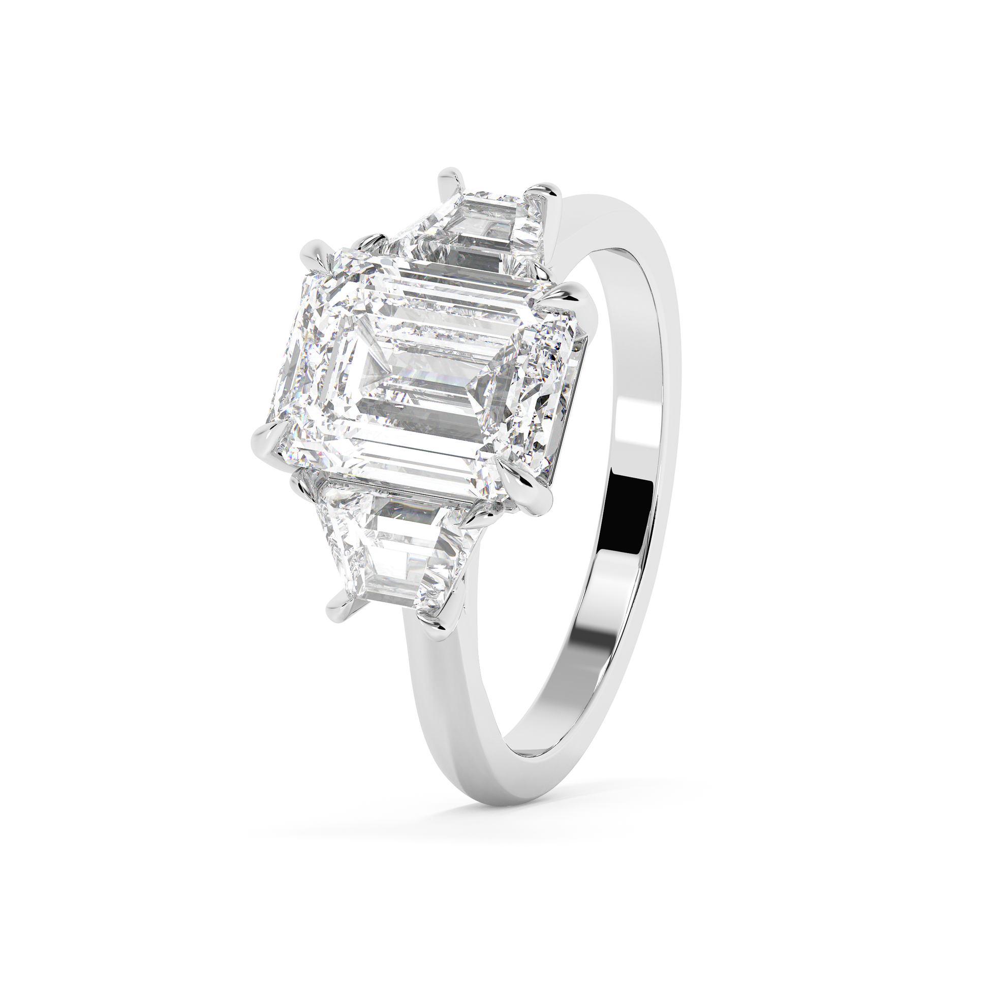 Emerald Solitaire Lab Grown Diamond Engagement Ring