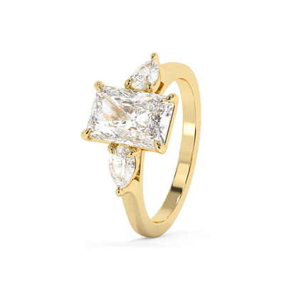 Emerald Solitaire Lab Grown Diamond Engagement Ring