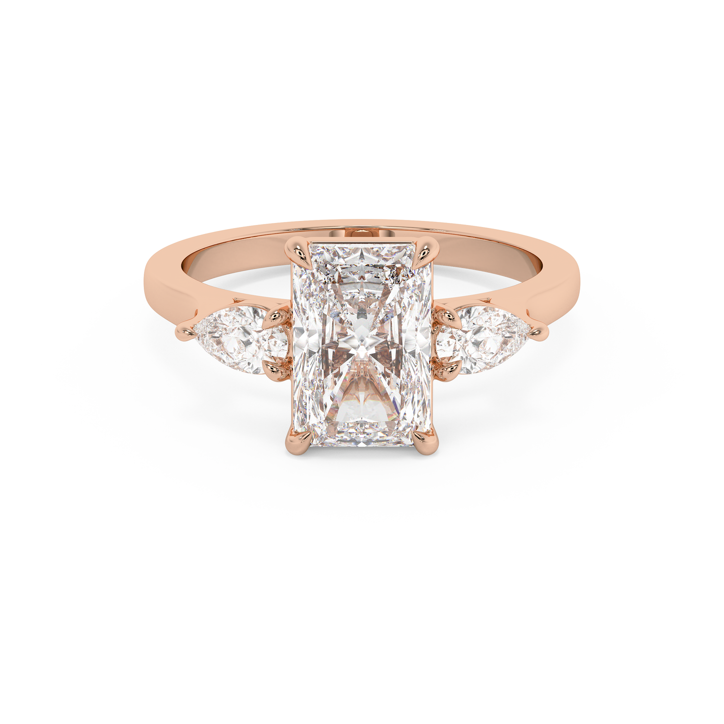 Emerald Solitaire Lab Grown Diamond Engagement Ring