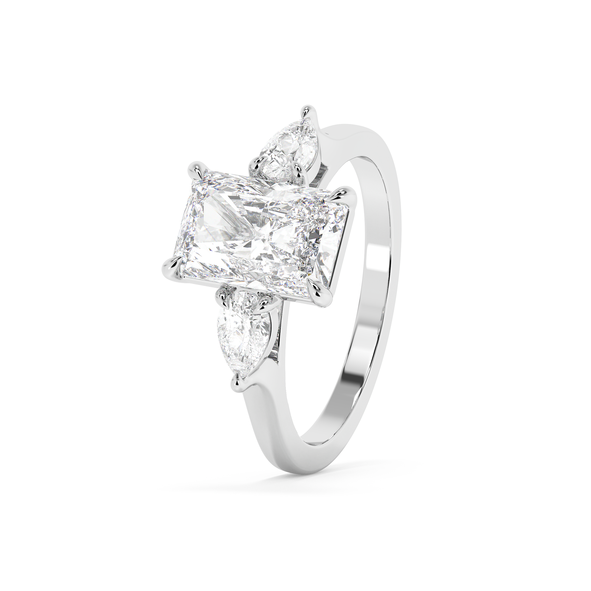 Emerald Solitaire Lab Grown Diamond Engagement Ring