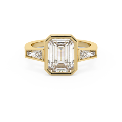 Emerald Solitaire Lab Grown Diamond Engagement Ring
