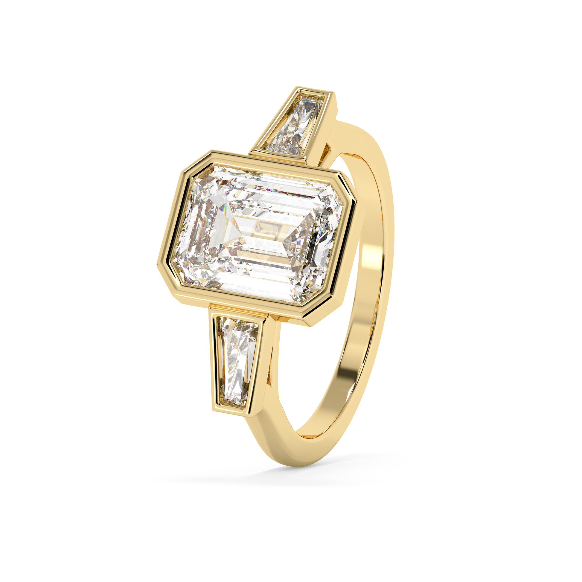 Emerald Solitaire Lab Grown Diamond Engagement Ring