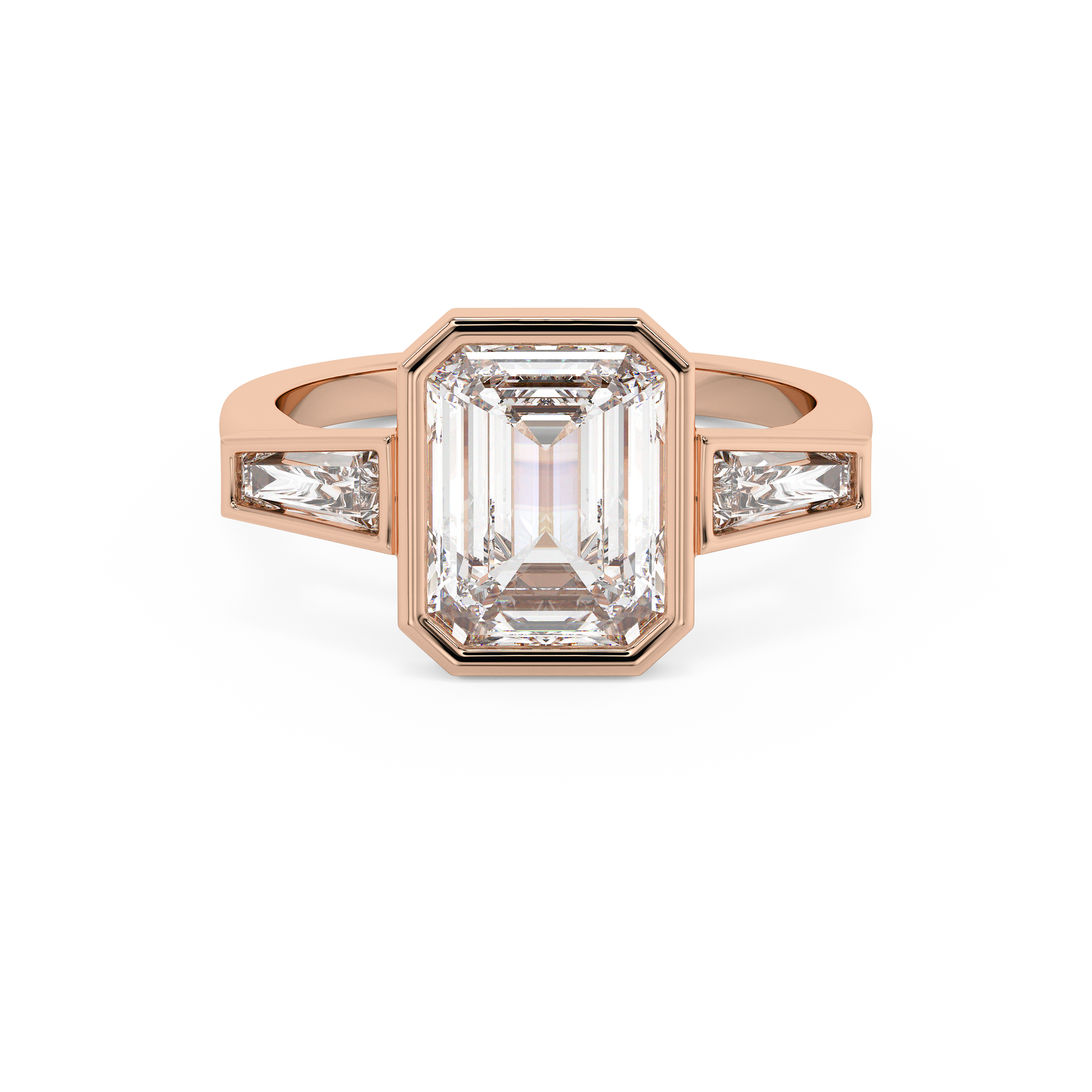Emerald Solitaire Lab Grown Diamond Engagement Ring