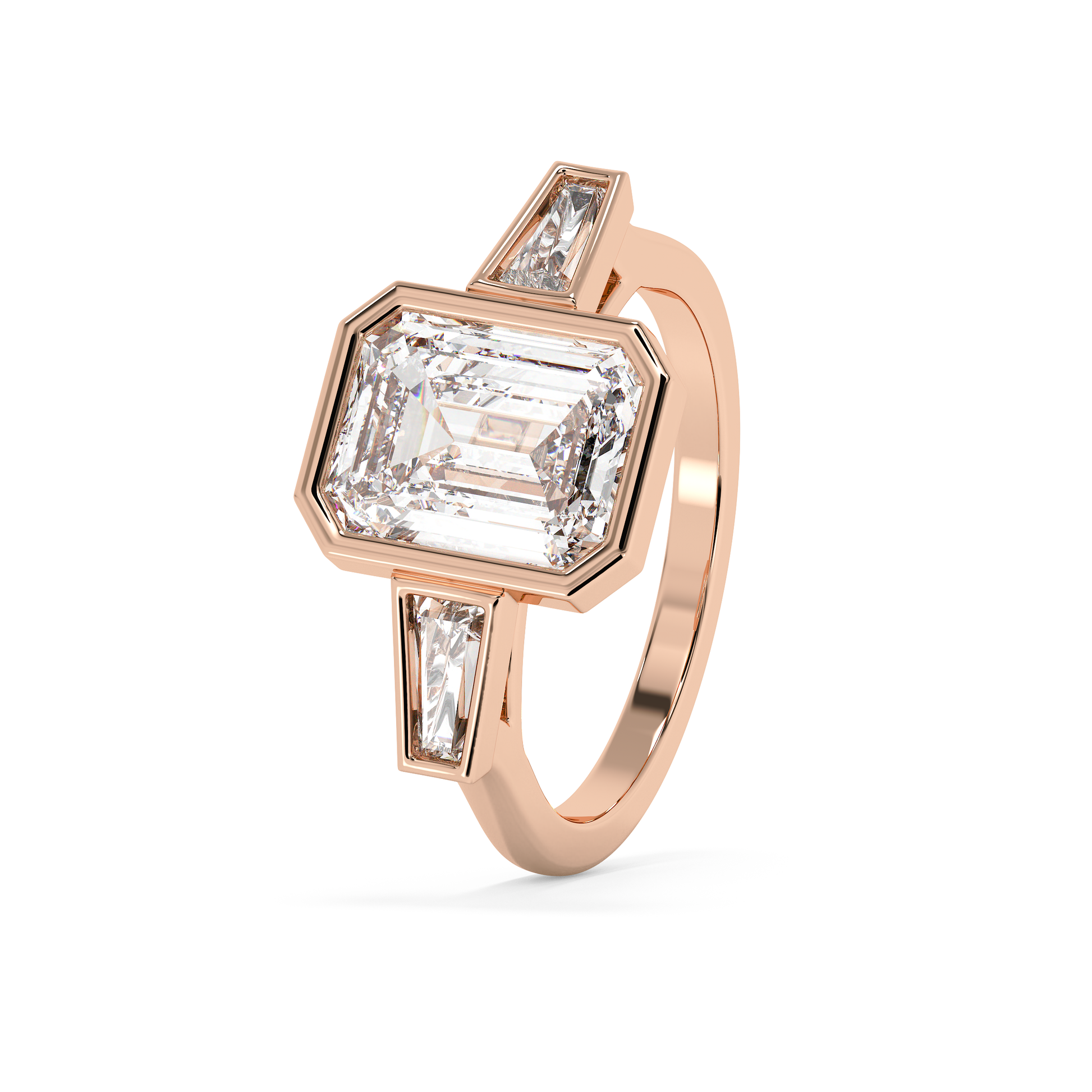 Emerald Solitaire Lab Grown Diamond Engagement Ring