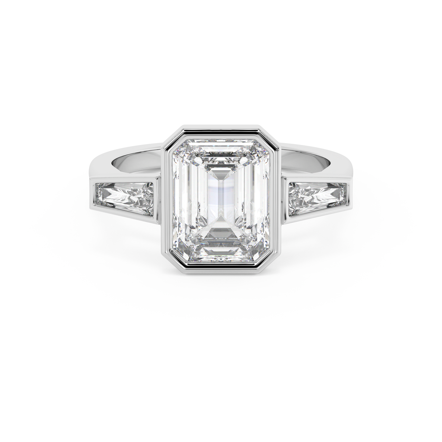 Emerald Solitaire Lab Grown Diamond Engagement Ring
