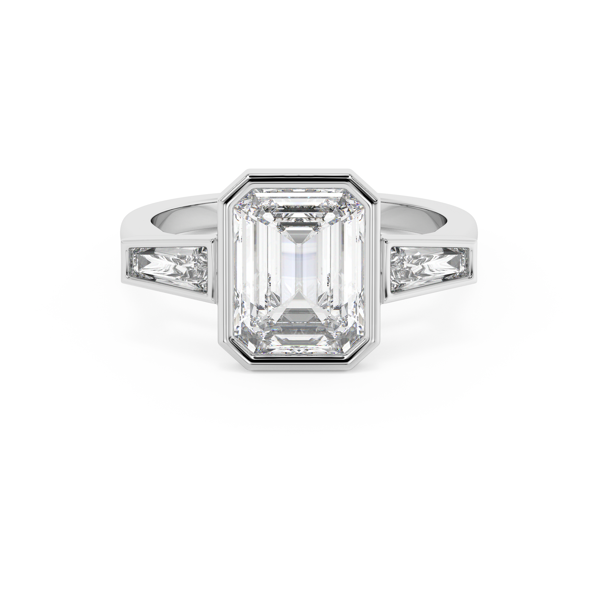 Emerald Solitaire Lab Grown Diamond Engagement Ring