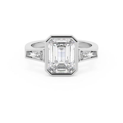 Emerald Solitaire Lab Grown Diamond Engagement Ring
