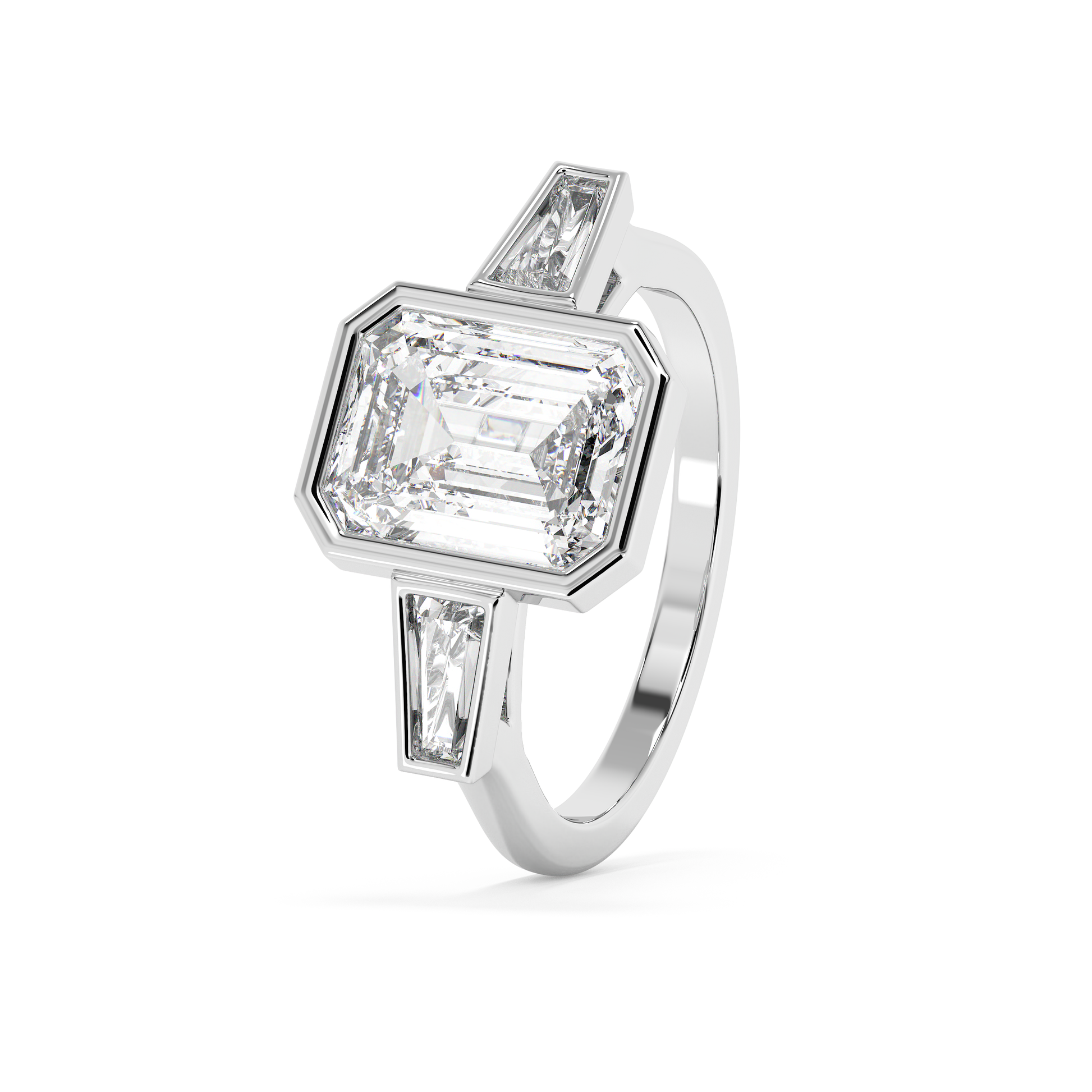 Emerald Solitaire Lab Grown Diamond Engagement Ring