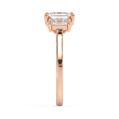Emerald Solitaire Lab Grown Diamond Engagement Ring