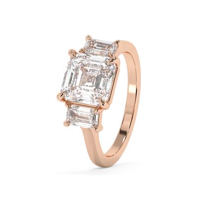Emerald Solitaire Lab Grown Diamond Engagement Ring
