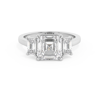 Emerald Solitaire Lab Grown Diamond Engagement Ring