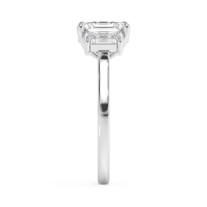Emerald Solitaire Lab Grown Diamond Engagement Ring
