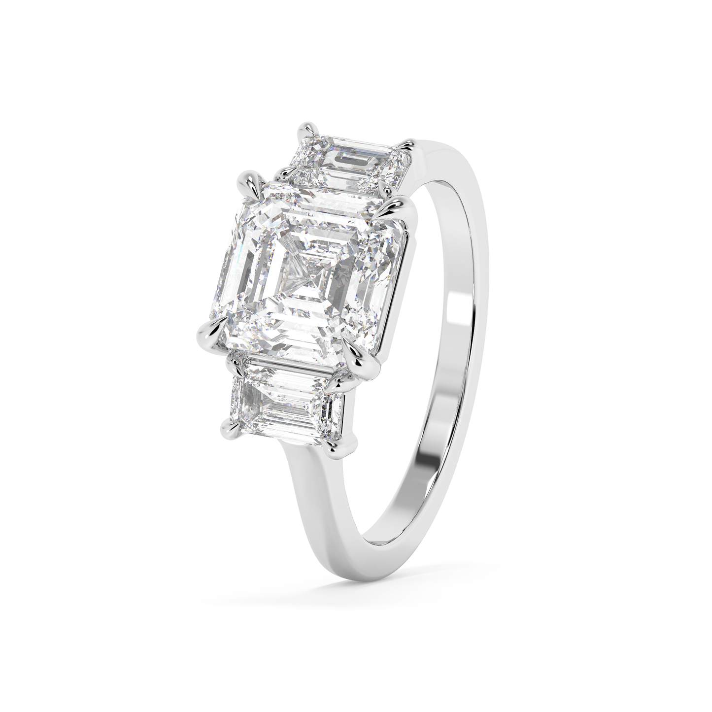 Emerald Solitaire Lab Grown Diamond Engagement Ring