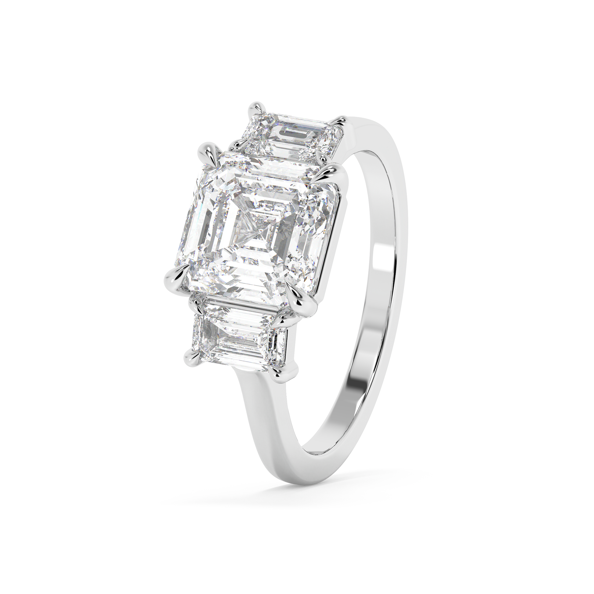 Emerald Solitaire Lab Grown Diamond Engagement Ring