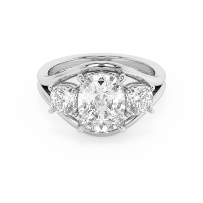 Emerald Solitaire Lab Grown Diamond Engagement Ring