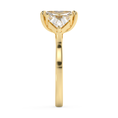 Emerald Solitaire Lab Grown Diamond Engagement Ring
