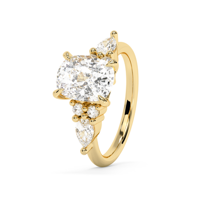 Emerald Solitaire Lab Grown Diamond Engagement Ring
