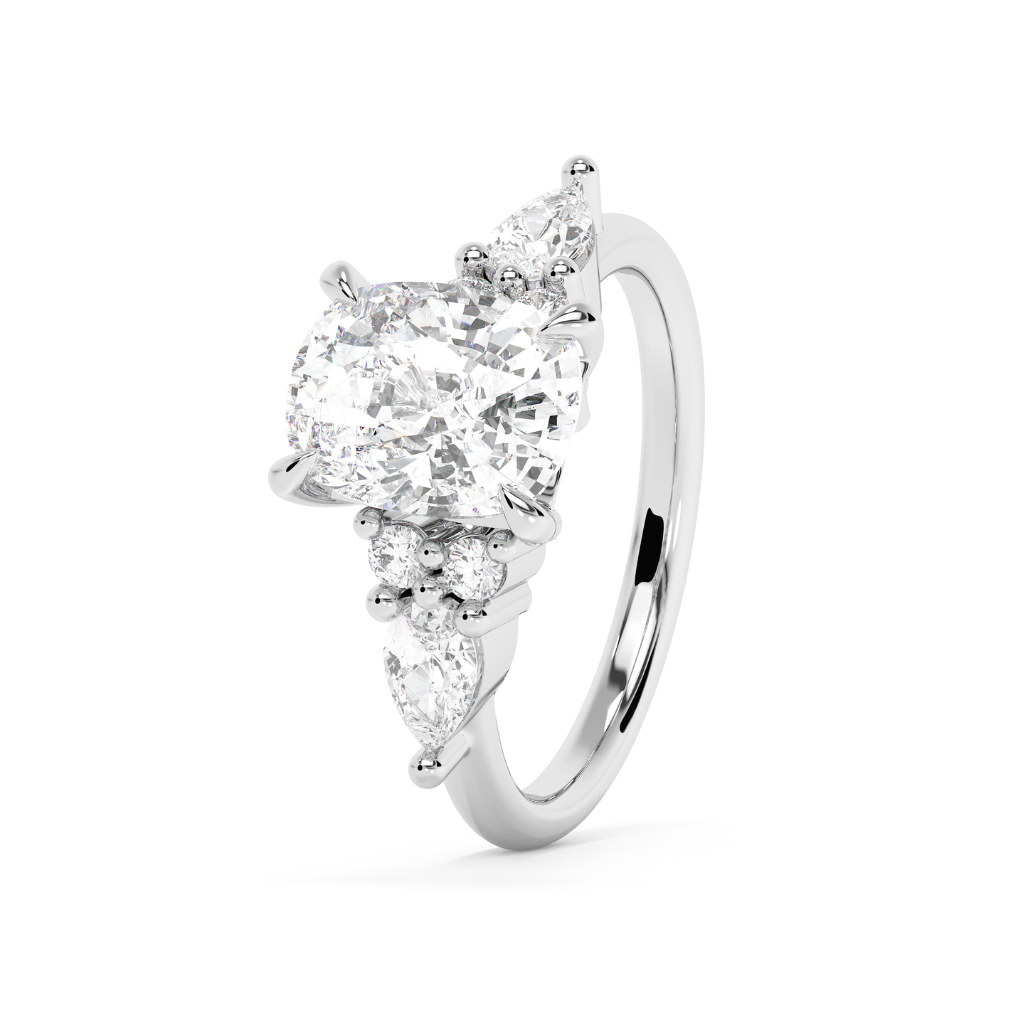 Emerald Solitaire Lab Grown Diamond Engagement Ring