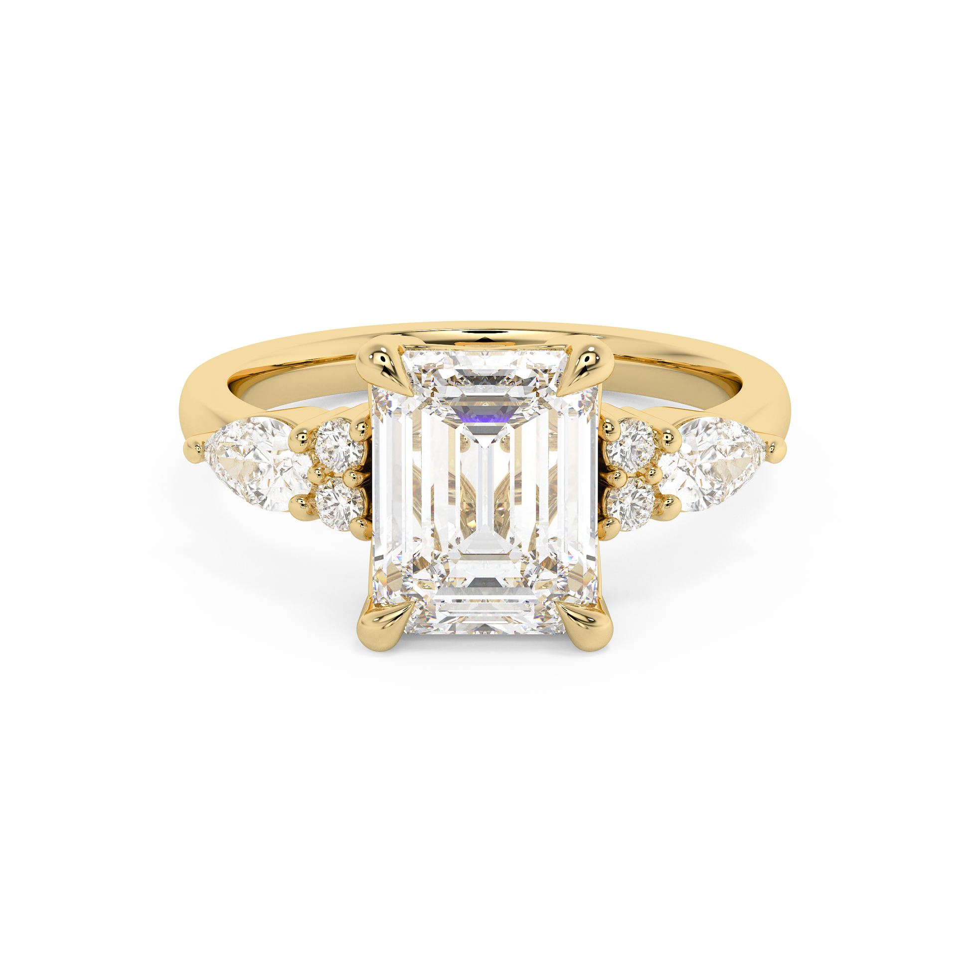 Emerald Solitaire Lab Grown Diamond Engagement Ring