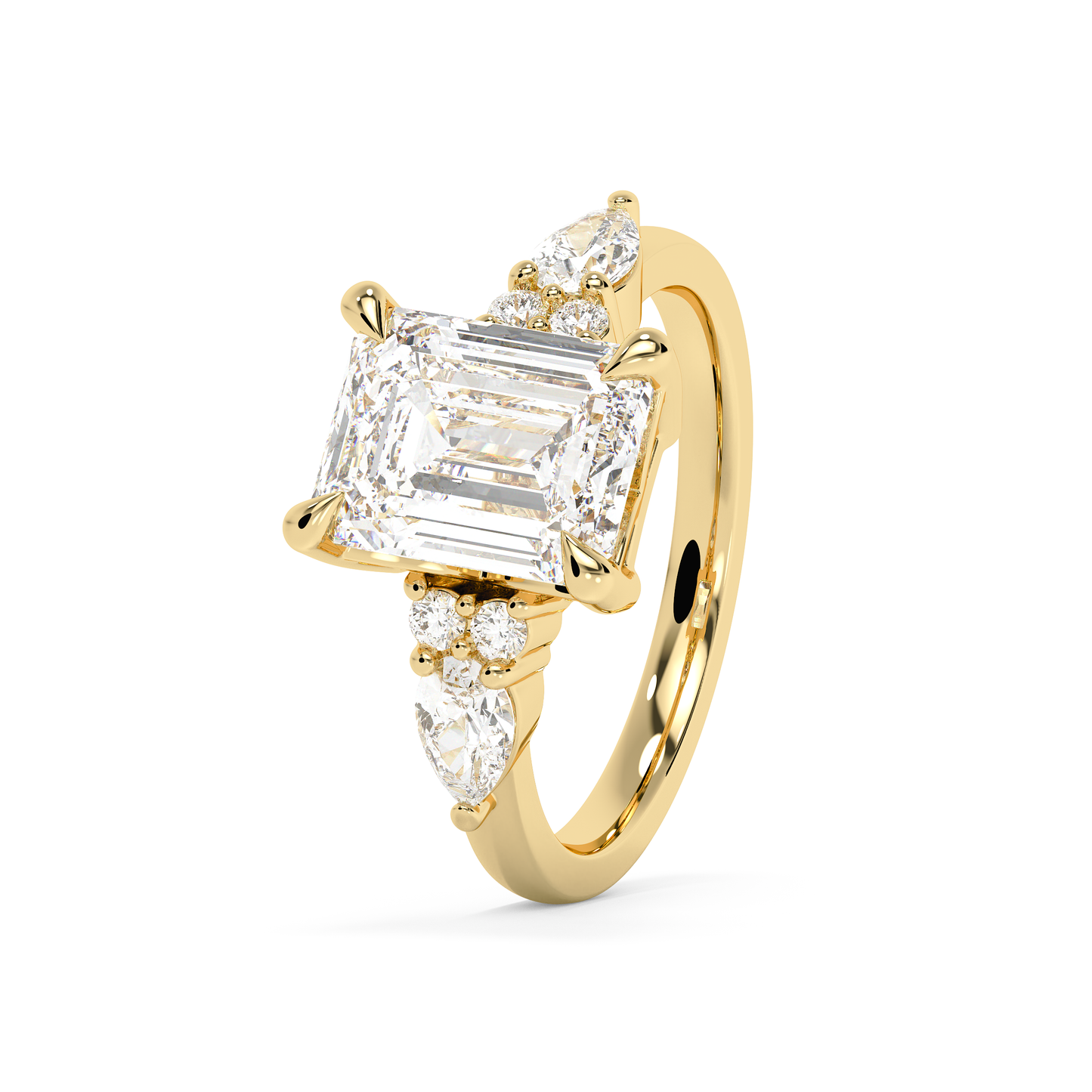 Emerald Solitaire Lab Grown Diamond Engagement Ring