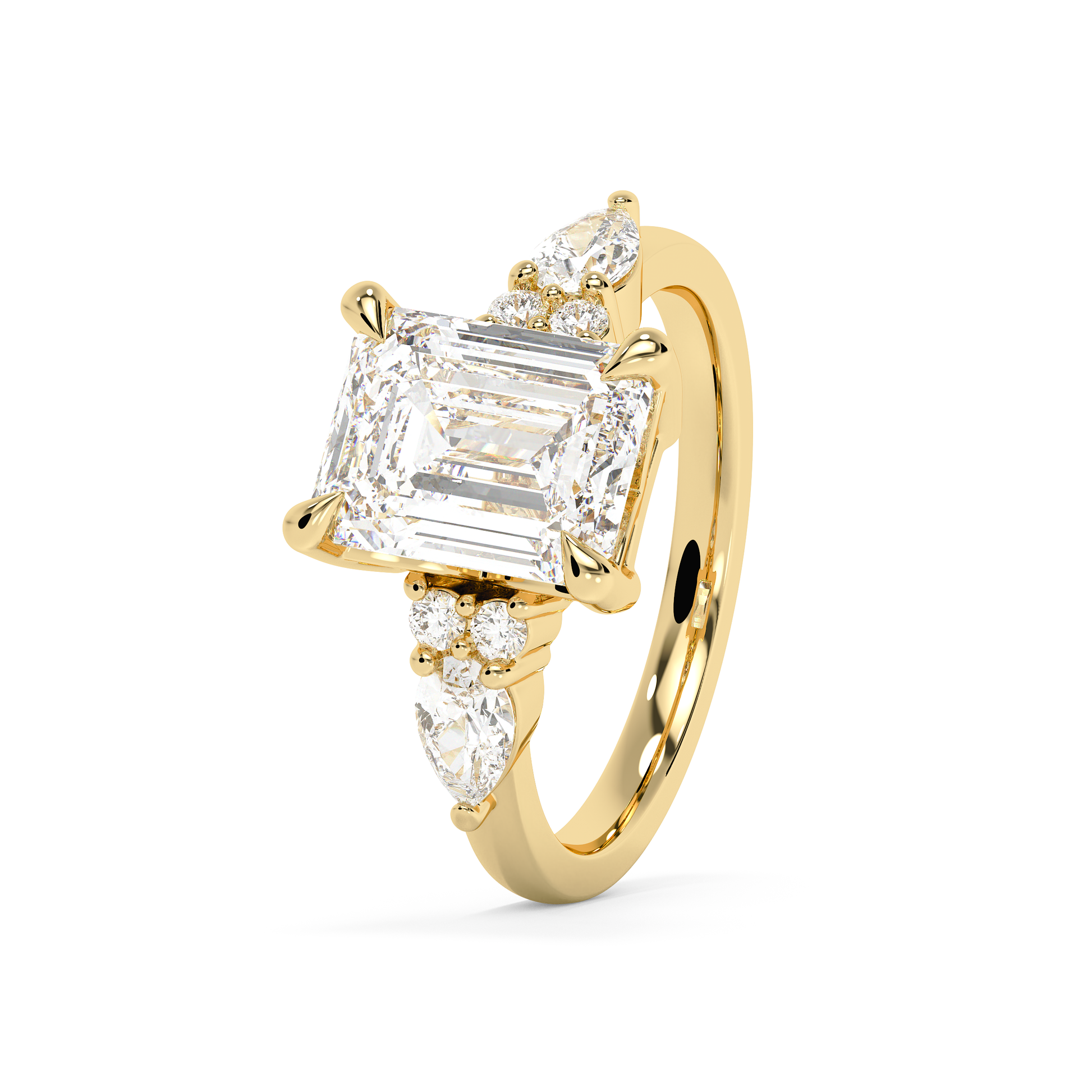 Emerald Solitaire Lab Grown Diamond Engagement Ring