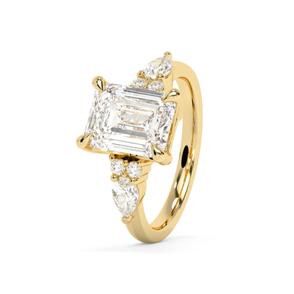 Emerald Solitaire Lab Grown Diamond Engagement Ring