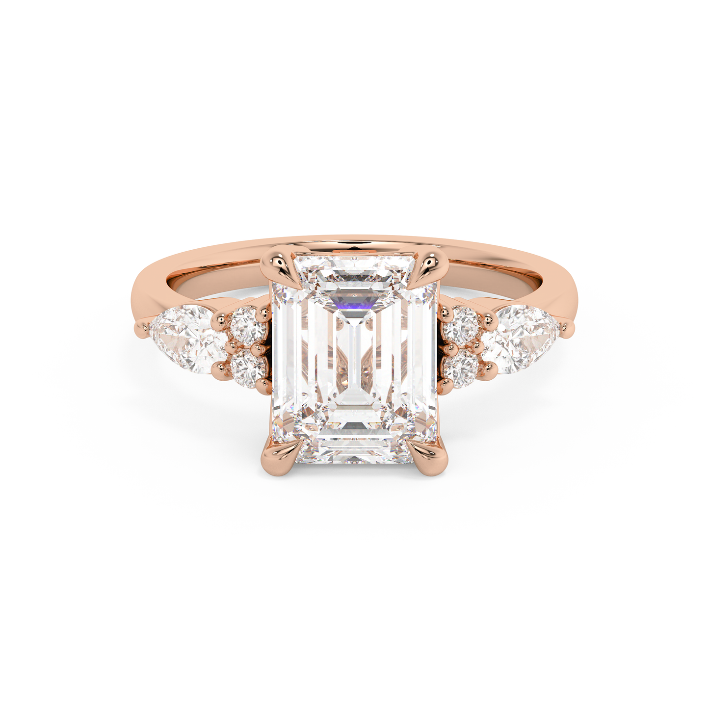 Emerald Solitaire Lab Grown Diamond Engagement Ring