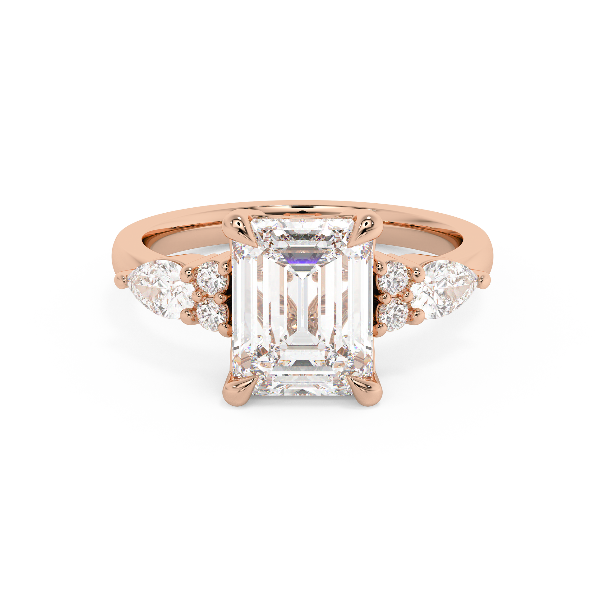 Emerald Solitaire Lab Grown Diamond Engagement Ring