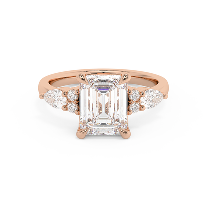 Emerald Solitaire Lab Grown Diamond Engagement Ring