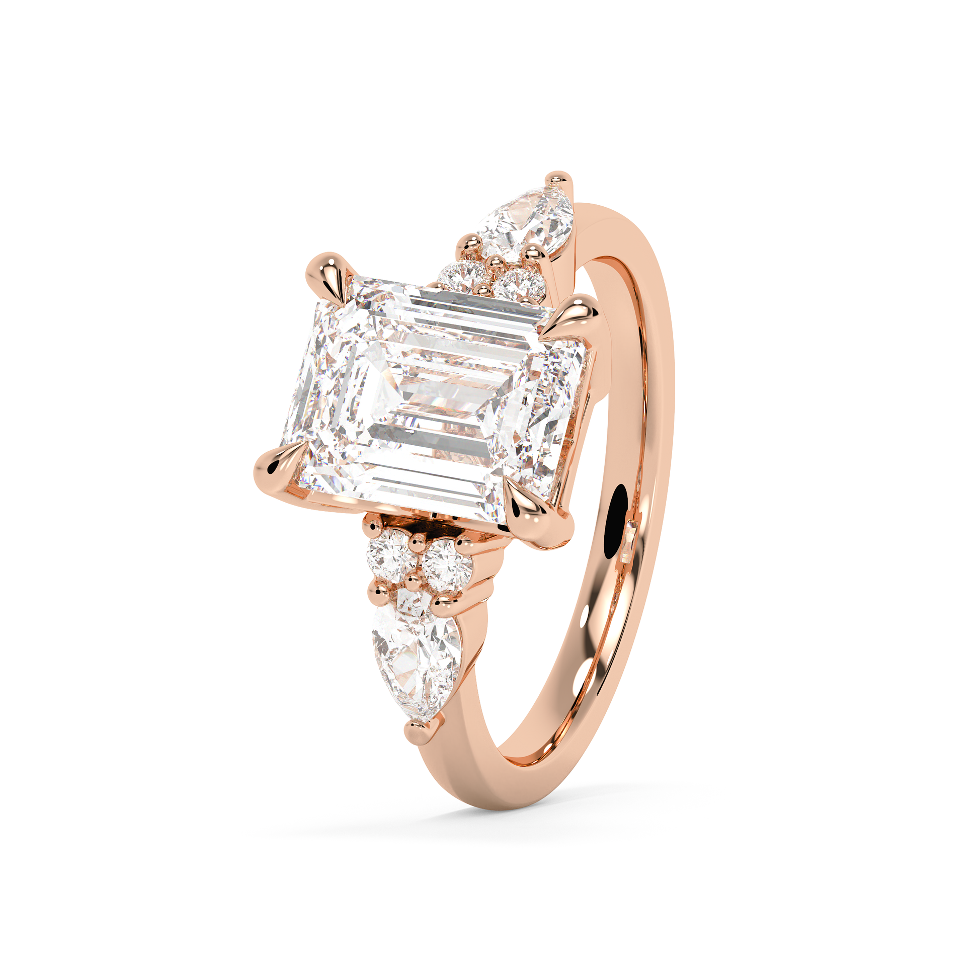 Emerald Solitaire Lab Grown Diamond Engagement Ring