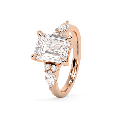 Emerald Solitaire Lab Grown Diamond Engagement Ring