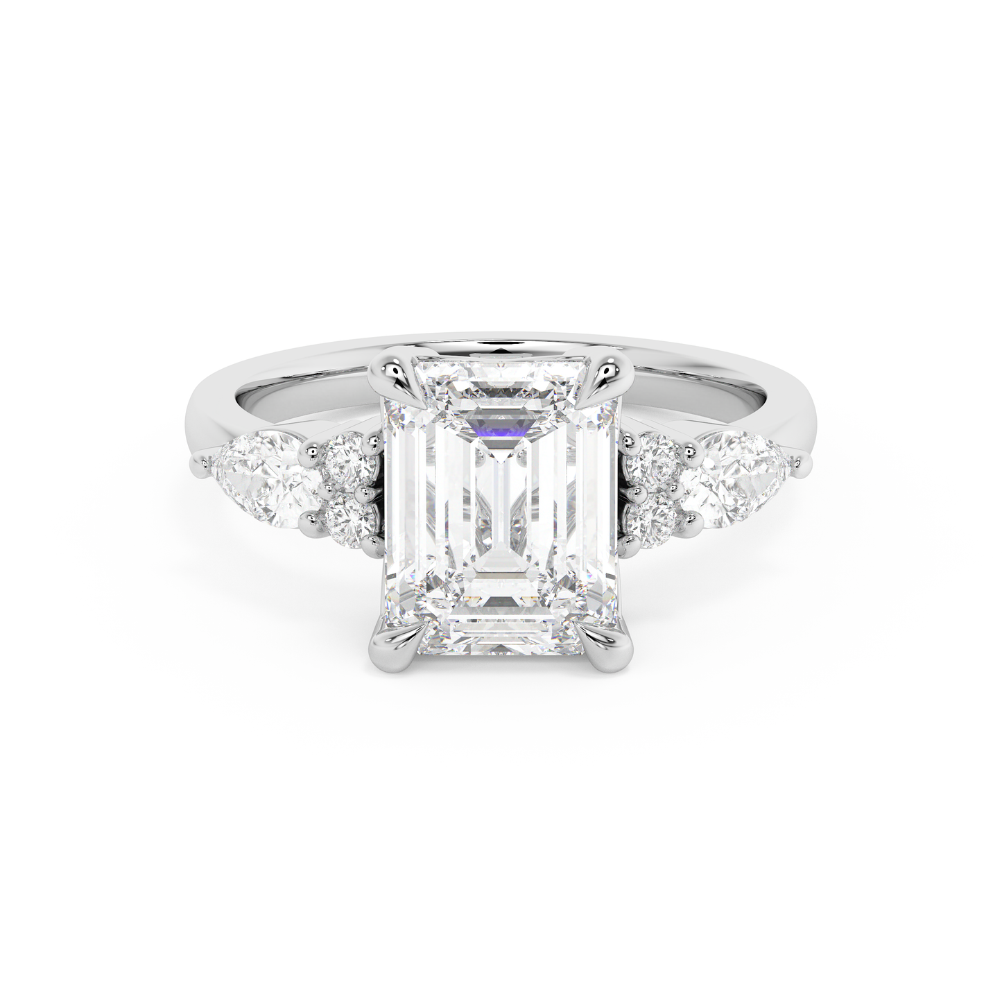 Emerald Solitaire Lab Grown Diamond Engagement Ring