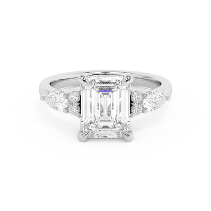 Emerald Solitaire Lab Grown Diamond Engagement Ring