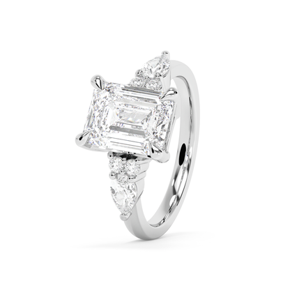 Emerald Solitaire Lab Grown Diamond Engagement Ring