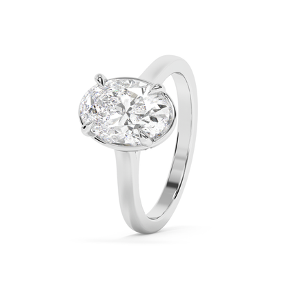 Emerald Solitaire Lab Grown Diamond Engagement Ring