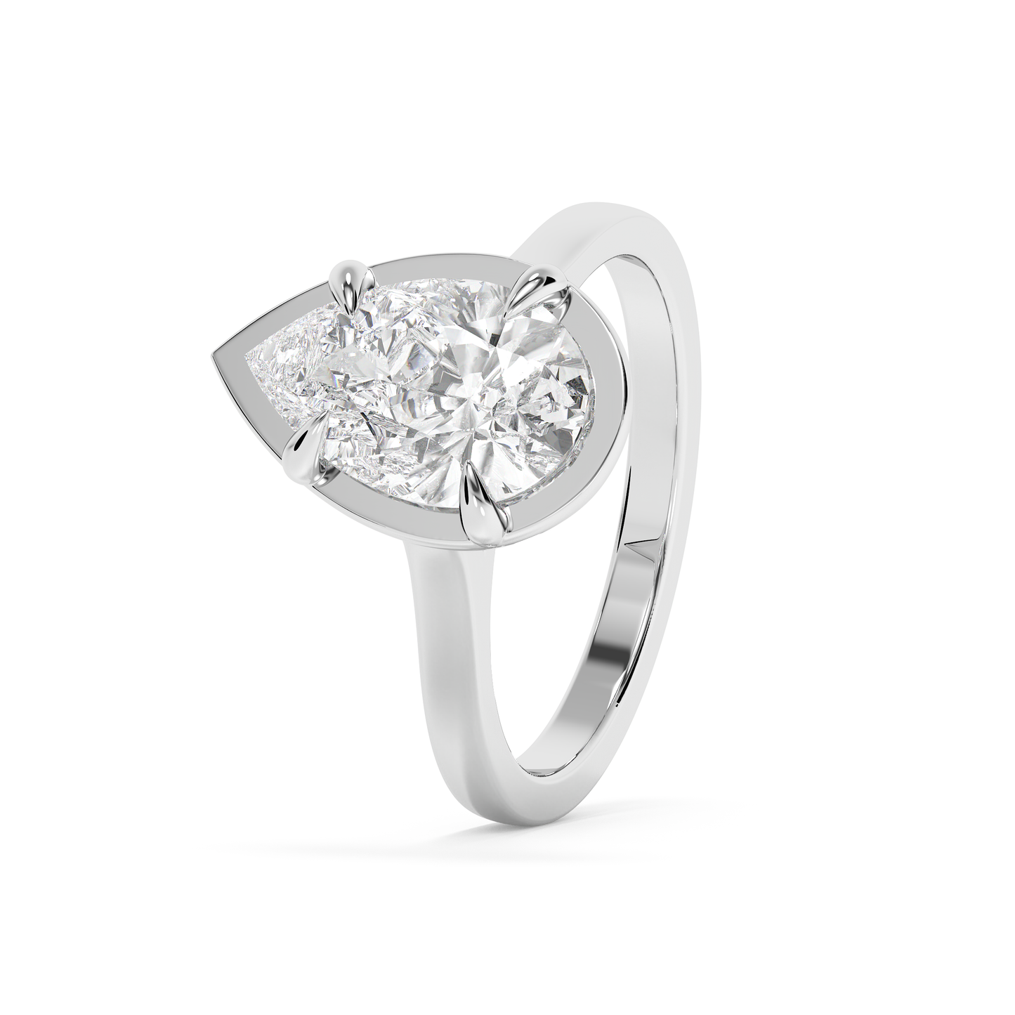 Emerald Solitaire Lab Grown Diamond Engagement Ring