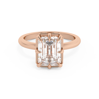 Emerald Solitaire Lab Grown Diamond Engagement Ring