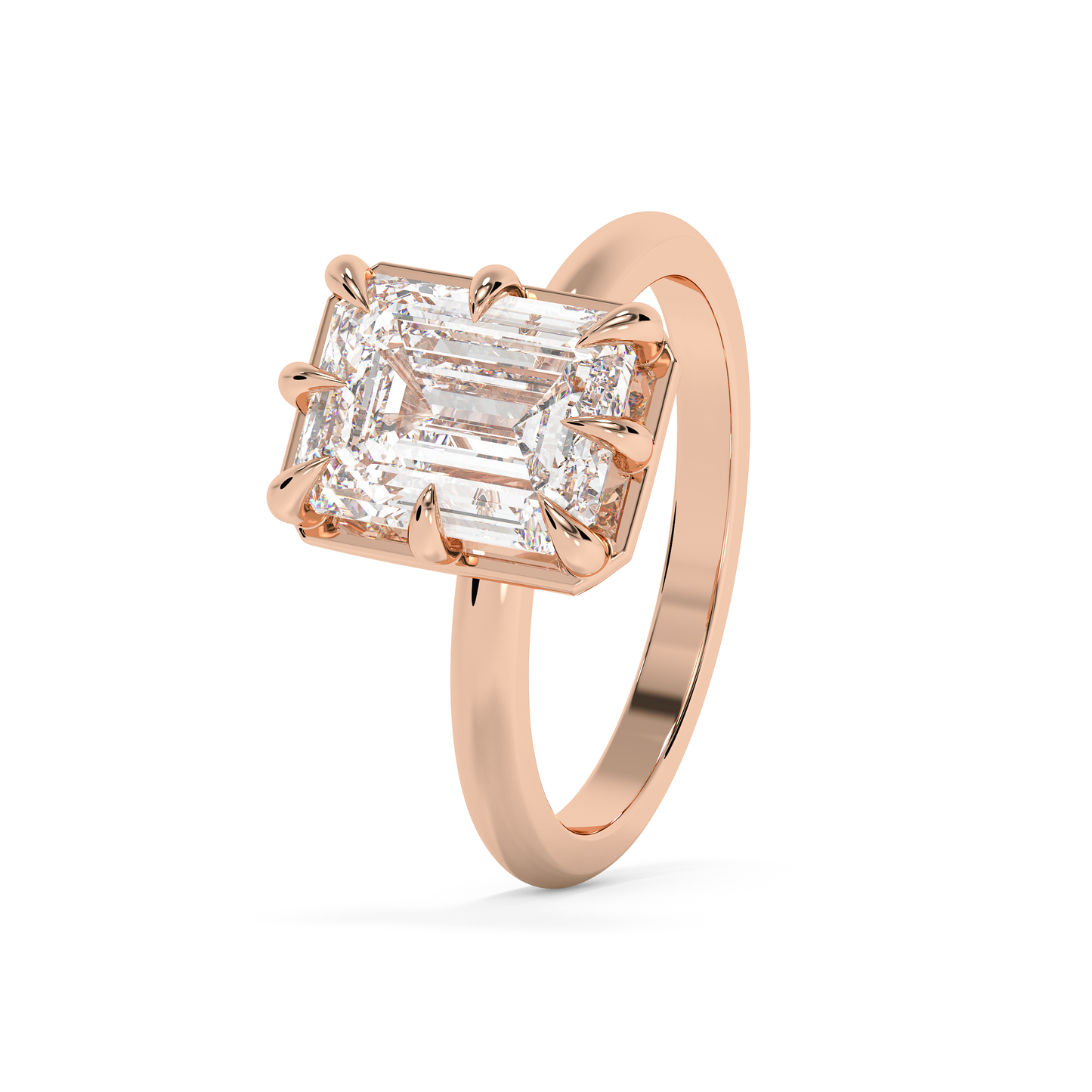Emerald Solitaire Lab Grown Diamond Engagement Ring