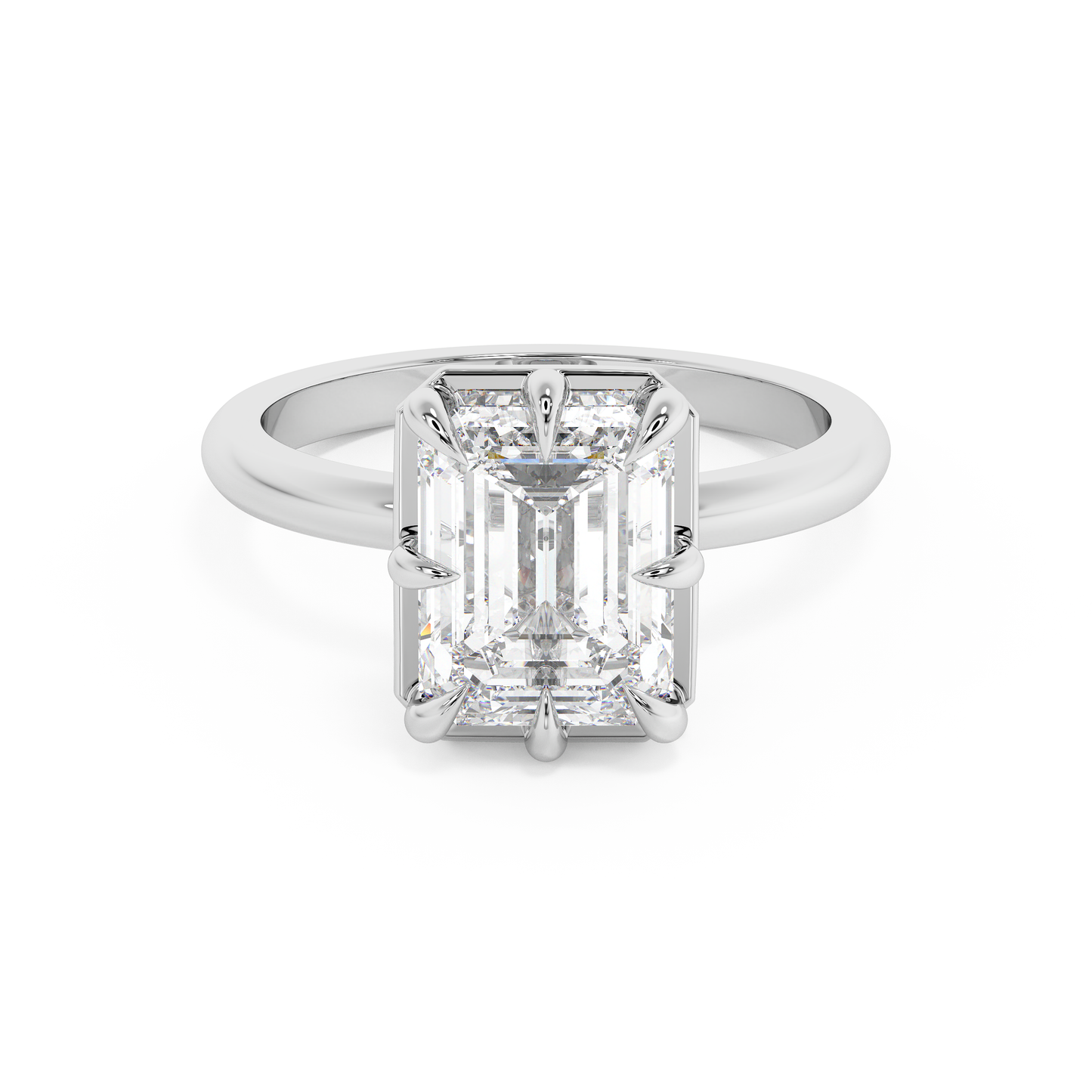 Emerald Solitaire Lab Grown Diamond Engagement Ring